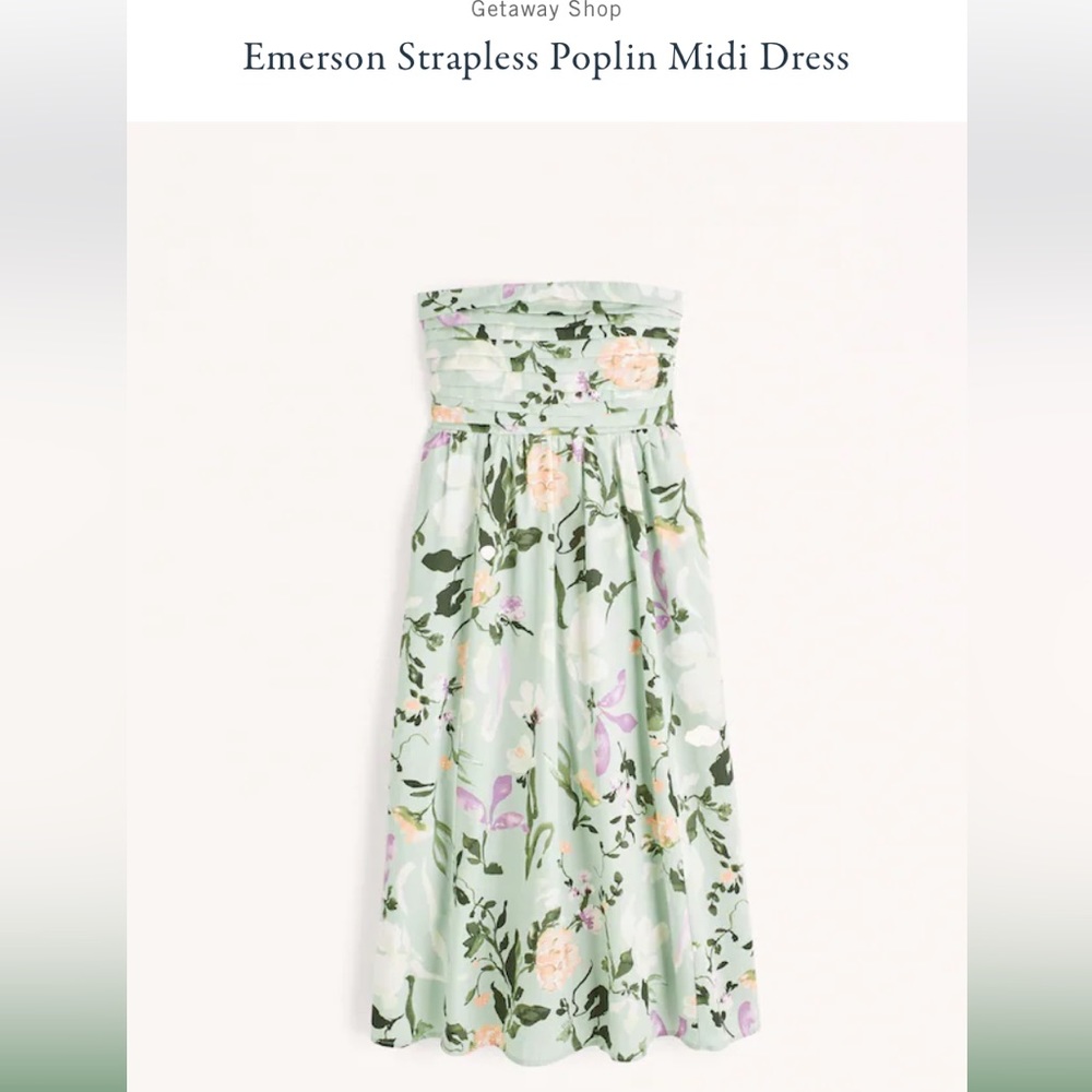 Abercrombie & Fitch Emerson Strapless Poplin Midi Dress